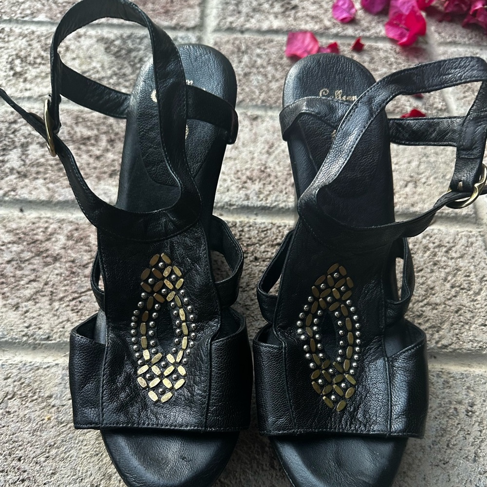 Calleen Cordero Boho leather beaded wedges - Picture 3 of 4
